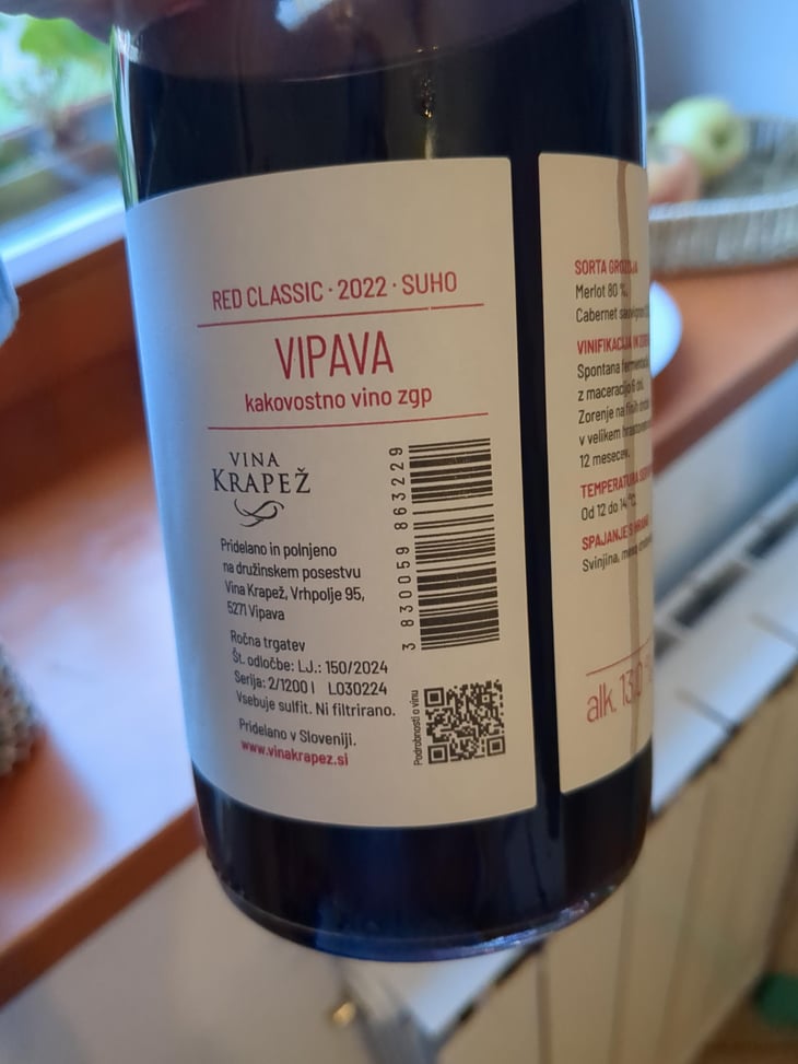 Red classic - Vino zgp - Vina Krapez -2022