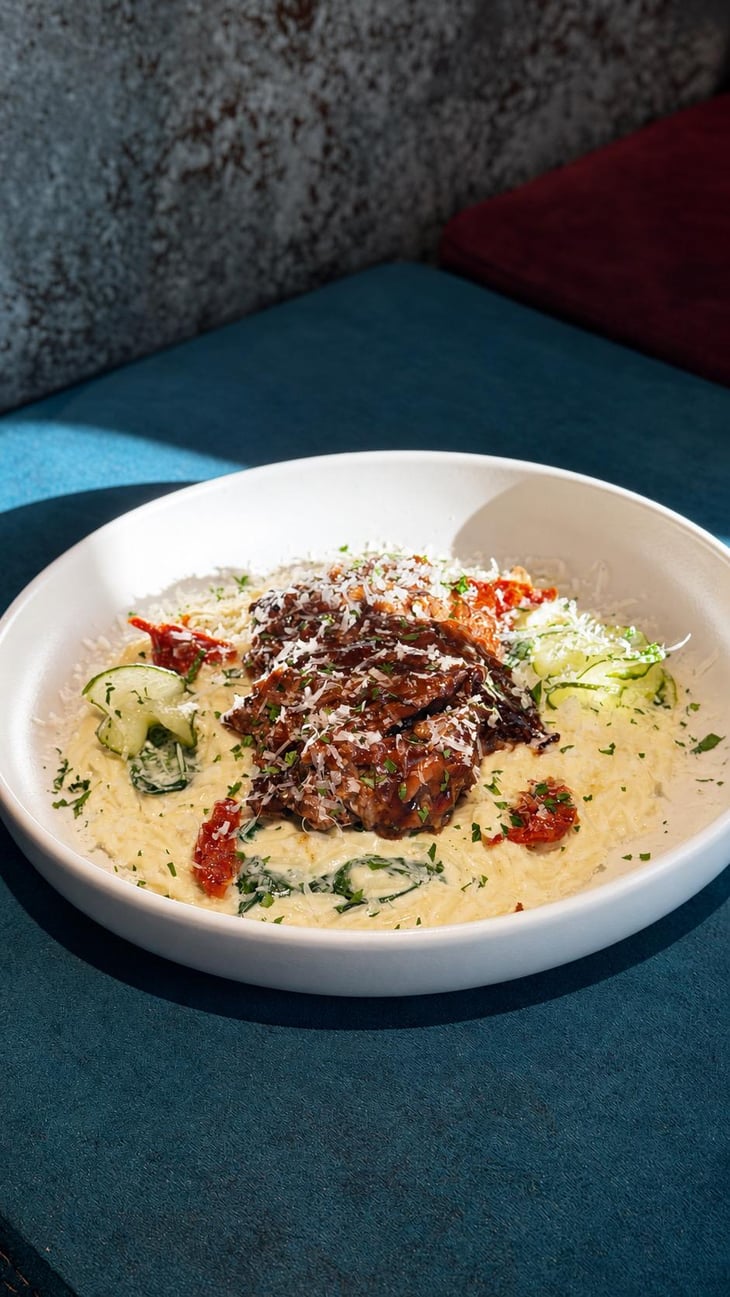 Slow-Braised Beef Shoulder With Orzo - Grapes Wine Bar - 1399469