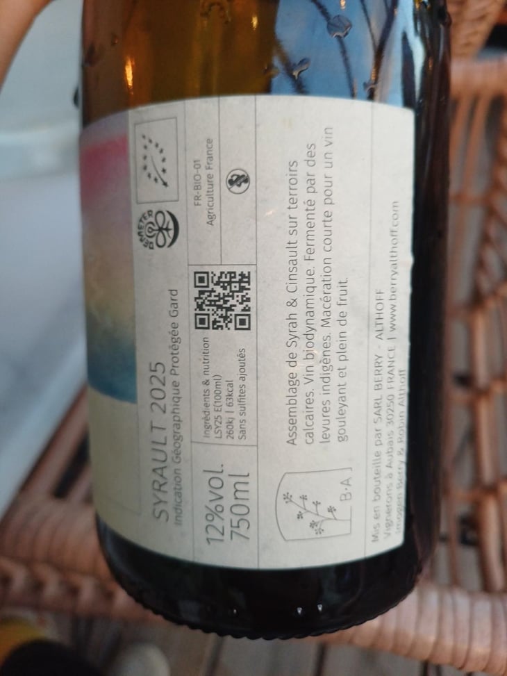 Syrault 2023 - Domaine Berry - Althoff & Le Quai à Raisins - Imogen Berry & Robin Althoff 