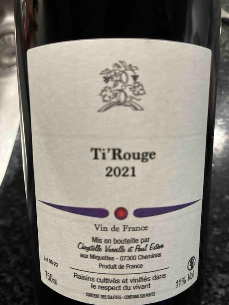 Ti'Rouge - Domaine des Miquettes - Chrystelle Vareille & Paul Estève -2021