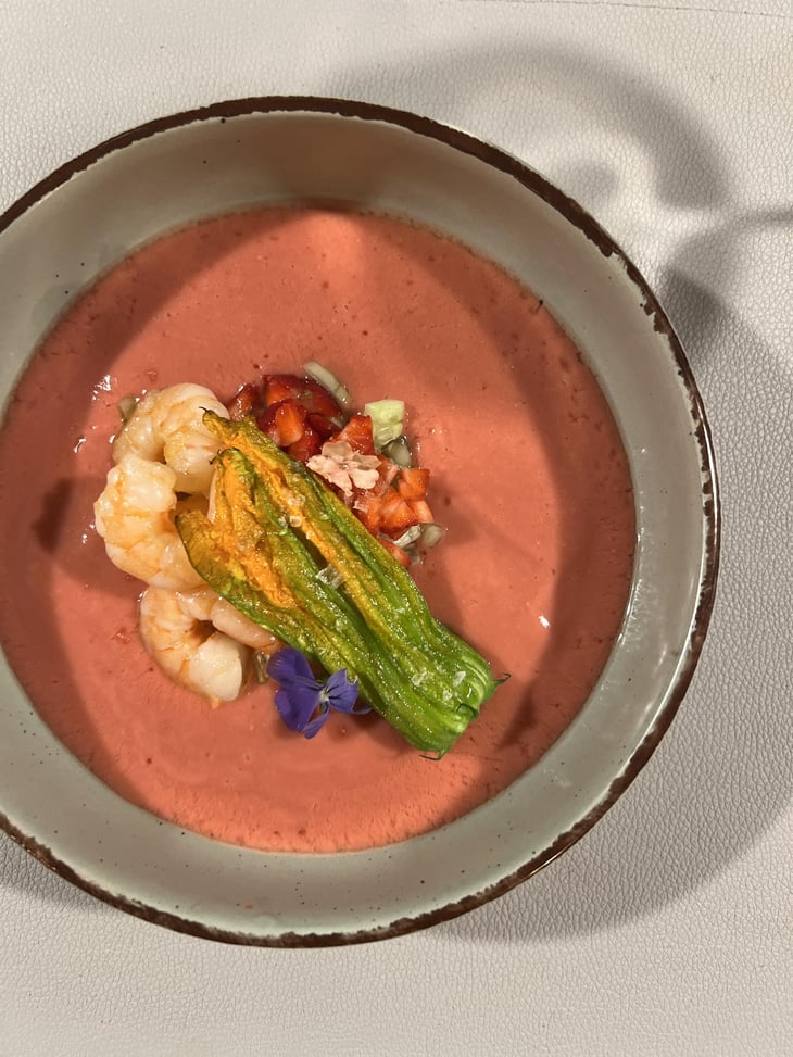 Tomato & Strawberry Gazpacho With Prawn And Zucchini Flower - And More - 1361554