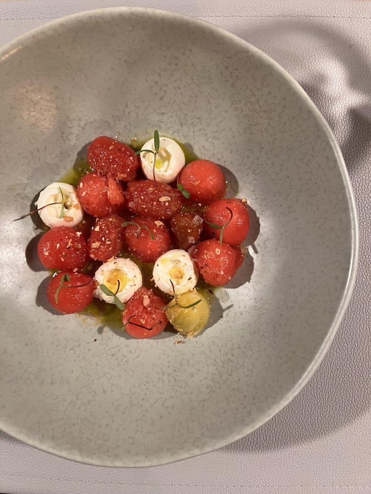Tomatoes With Watermelon And Burrata Spheres - And More - 1352849