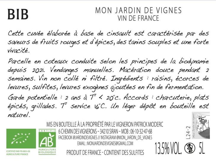 BIB - Mon jardin de vignes - patrick-moderc 