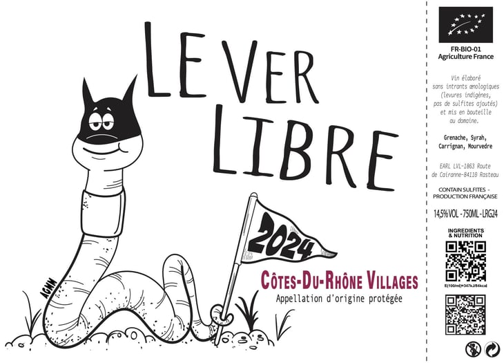 Côtes du Rhône Villages Rouge 2024 - Le Ver Libre - gregory-tison-tiphanie-morin 