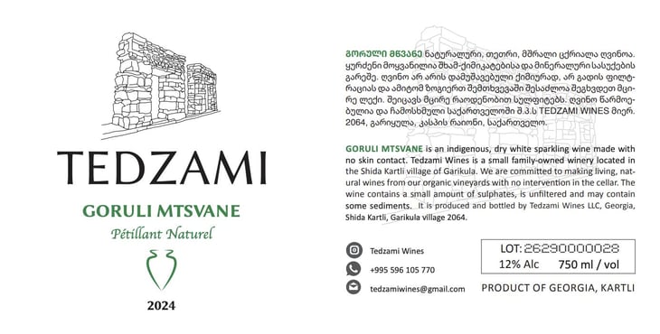 Goruli Mtsvane Pétillant Naturel - Tedzami Wines - giorgi-malatsidze-bk -2022