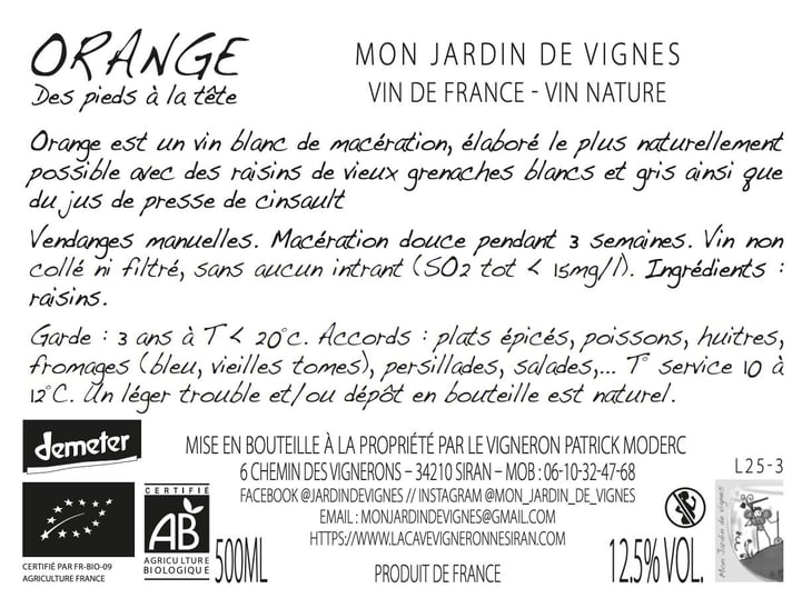 Orange des pieds à la tête - Mon jardin de vignes - patrick-moderc 