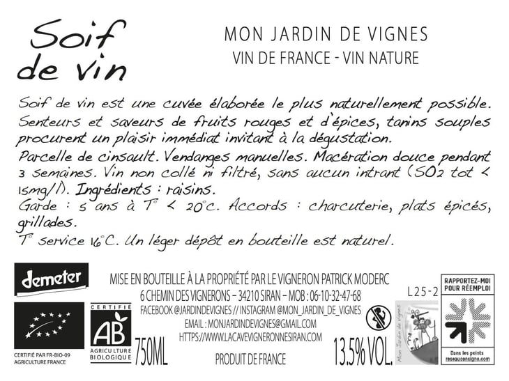 Soif de Vin - Mon jardin de vignes - patrick-moderc 