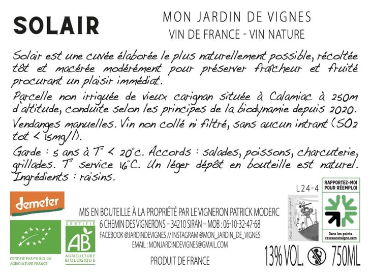Solair - Mon jardin de vignes - patrick-moderc 