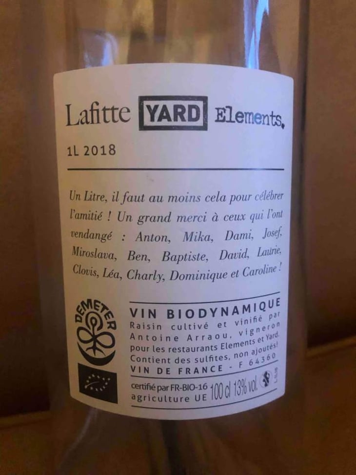 1L Cuvée Yard Elements - Château Lafitte - Antoine & Caroline Arraou 
