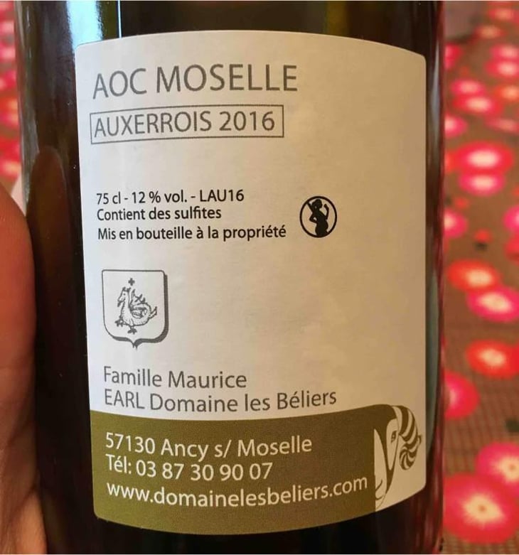 Auxerrois - Domaine les Béliers - Eve Maurice 