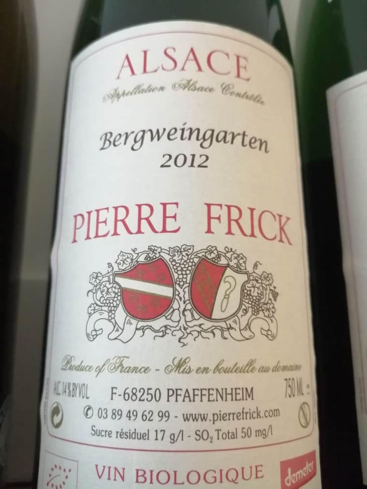 Berweingarten sec - Domaine Pierre Frick - Jean-Pierre, Chantal et Thomas Frick 