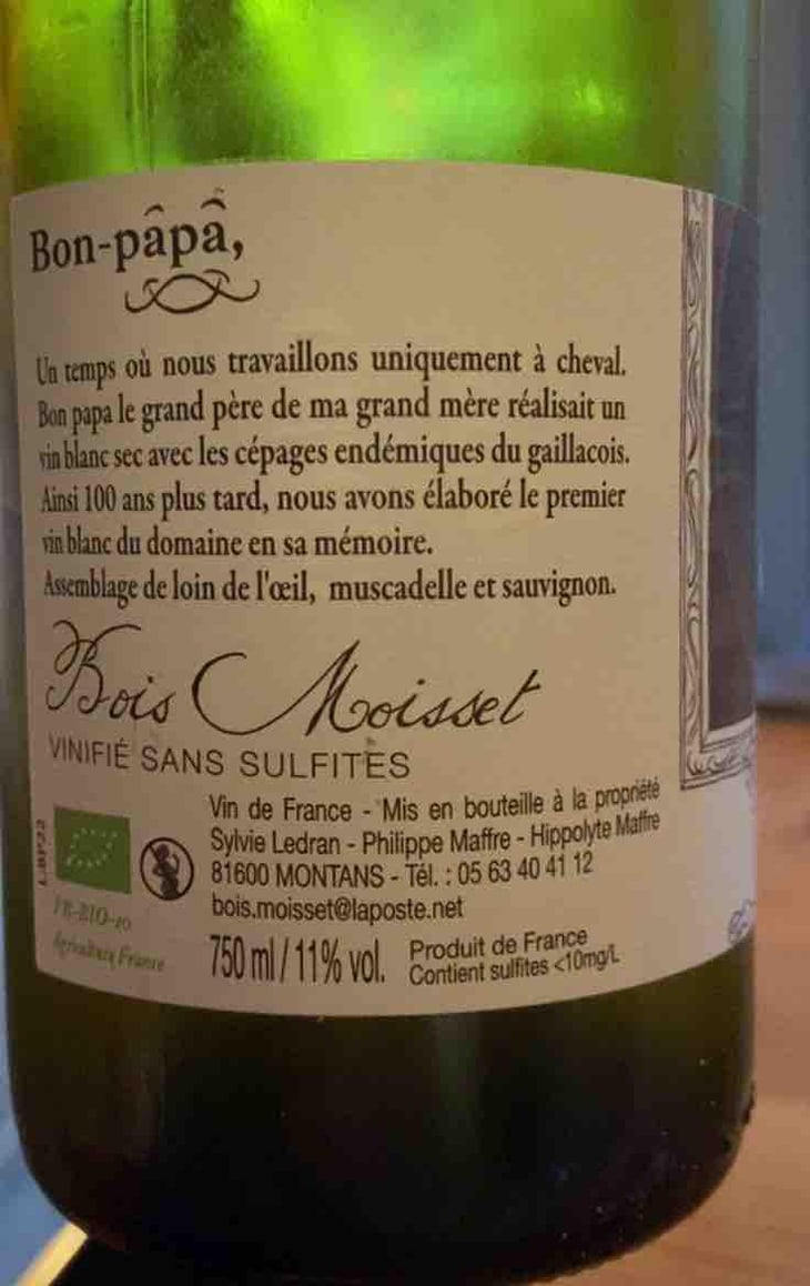 Bon-Papa - Domaine Ferme Bois Moisset - Sylvie & Philippe Maffre 
