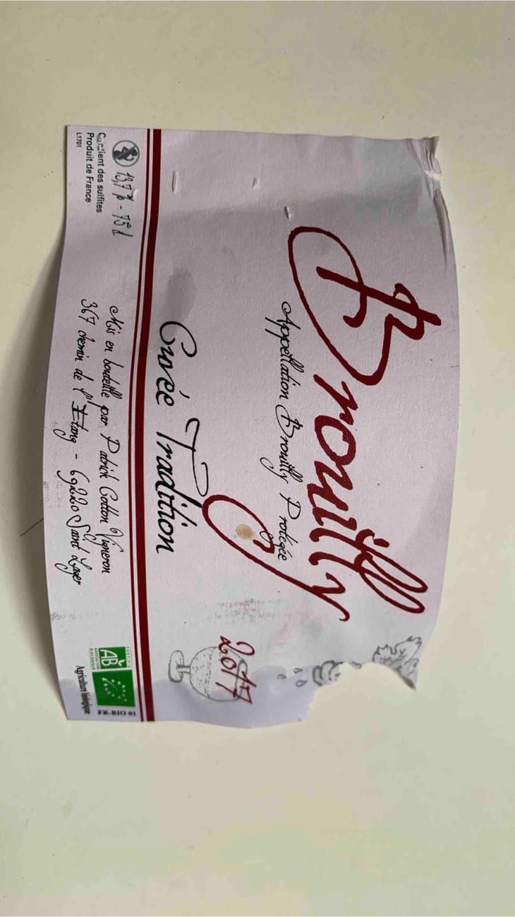 Brouilly Cuvee Tradition - Patrick Cotton - Patrick Cotton -2017