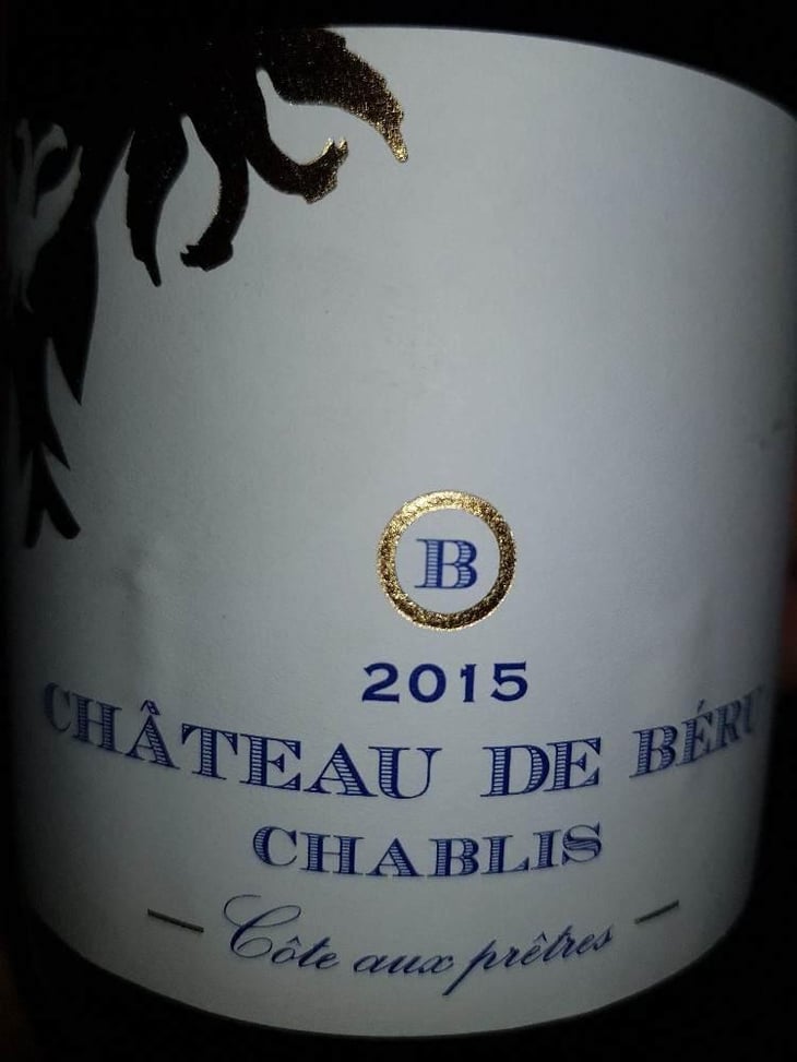 Chablis "Côte aux Prêtres" - Château de Béru - Athénaïs de Béru 