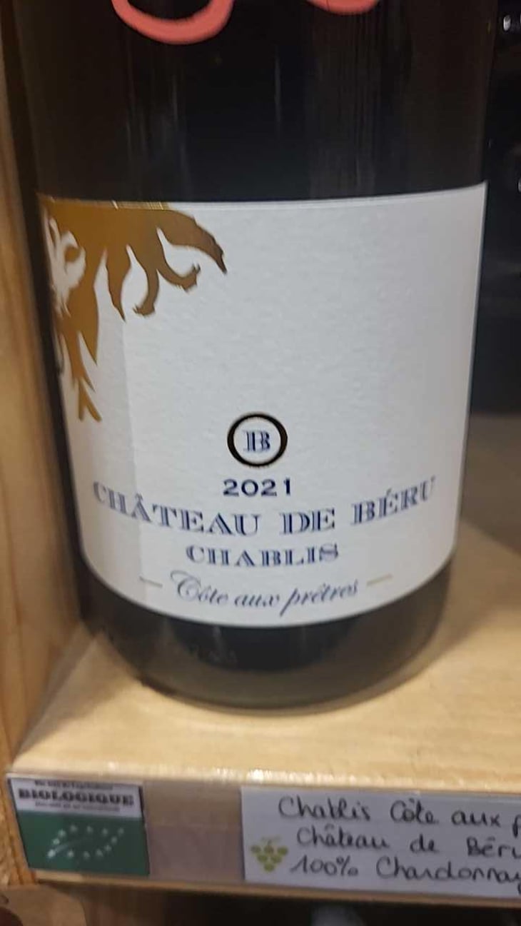 Chablis "Côte aux Prêtres" - Château de Béru - Athénaïs de Béru 