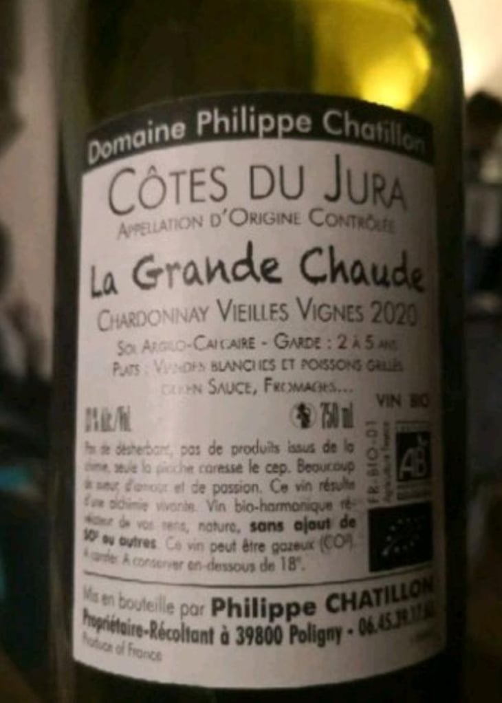 Côtes-du-Jura - "La Grande Chaude" - Chardonnay - Domaine Philippe Chatillon - Philippe Chatillon 