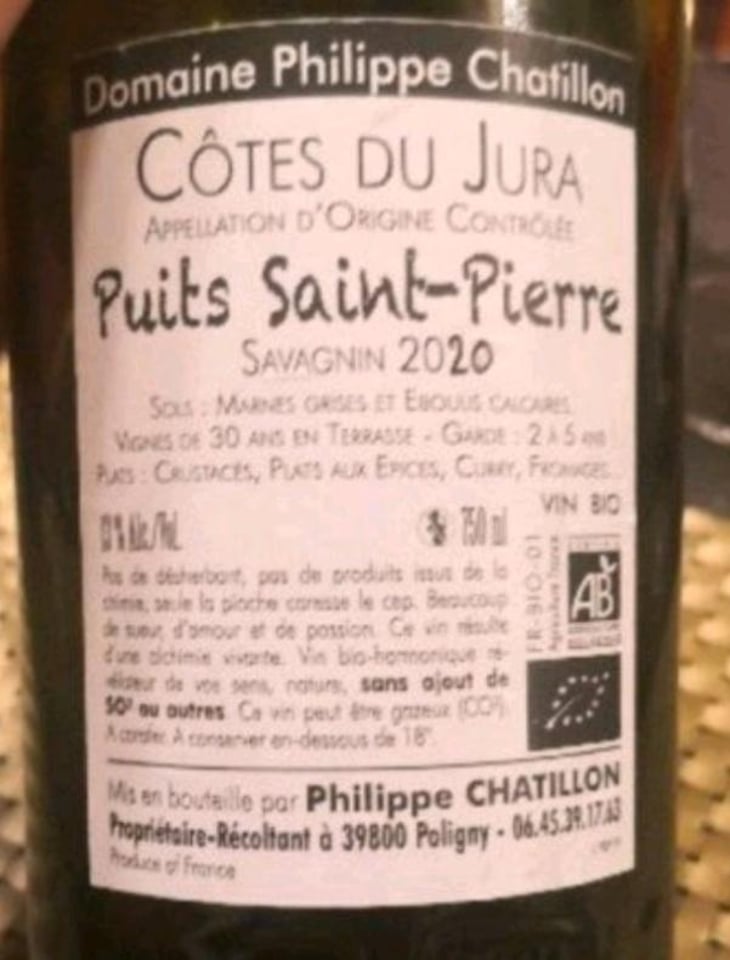 Côtes-du-Jura - "Puits Saint-Pierre" - Domaine Philippe Chatillon - Philippe Chatillon 