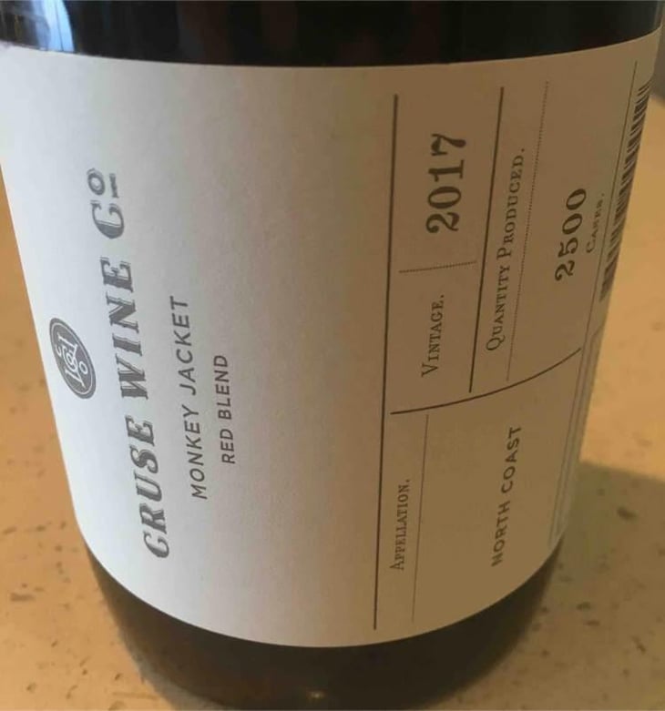 Cruse Wine Co. Monkey Jacket - North Coast, Petaluma, California - Michael Cruse 