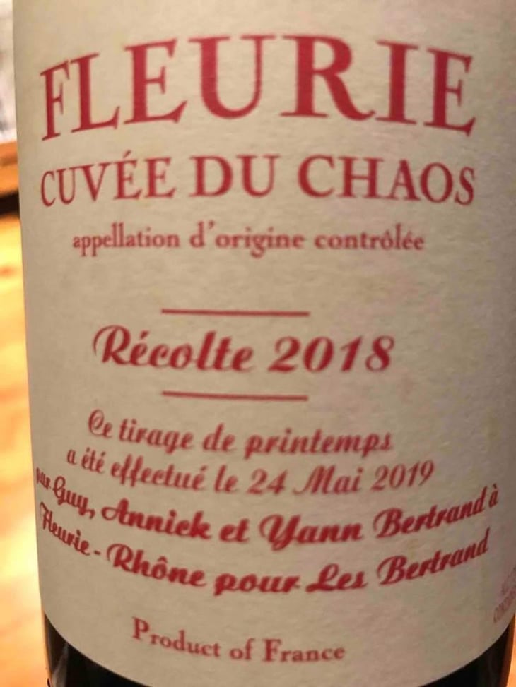 Cuvée du Chaos - Les Bertrand - Guy, Annick & Yann Bertrand 