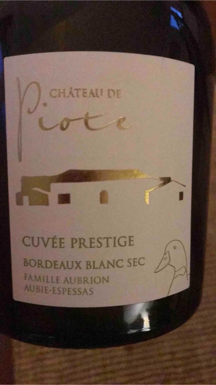 Cuvée Prestige Bordeaux Blanc Sec - Château De Piote - Virginie Aubrion 