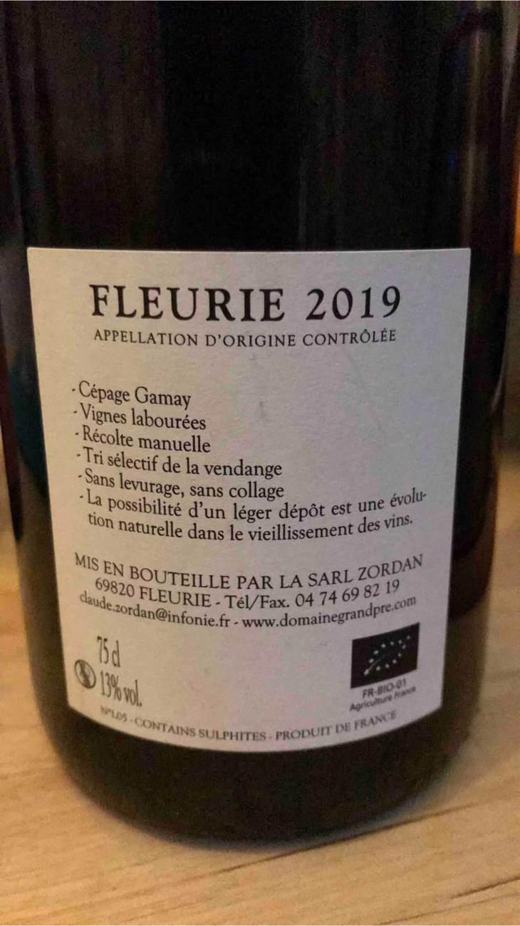 Fleurie Cuvée Spaciale - Château de Grand Pré - Claude, Romain & Christine Zordan 