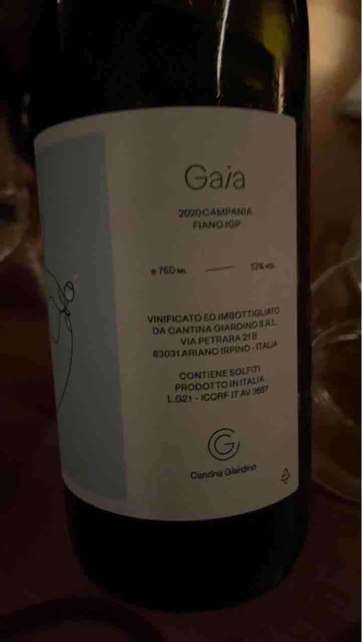 Gaia - Cantina Giardino - Antonio Di Gruttola & Daniela De Gruttola -2019