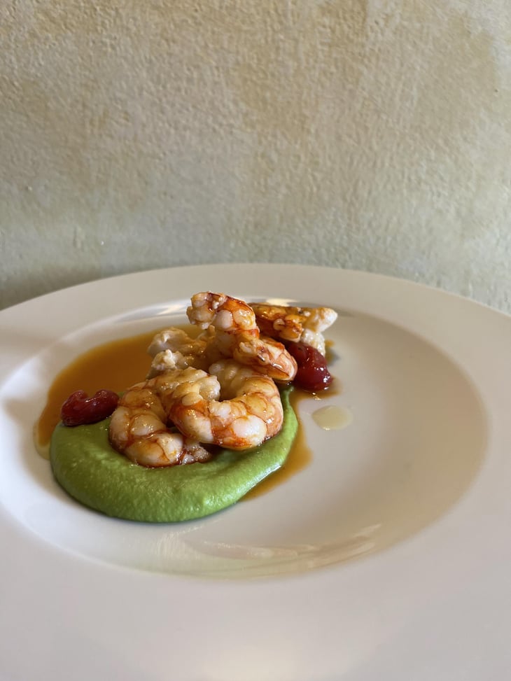 Gambero Scottato,Vellutata Di Piselli E Pomodoro Confit - Locanda MaNì - 778158