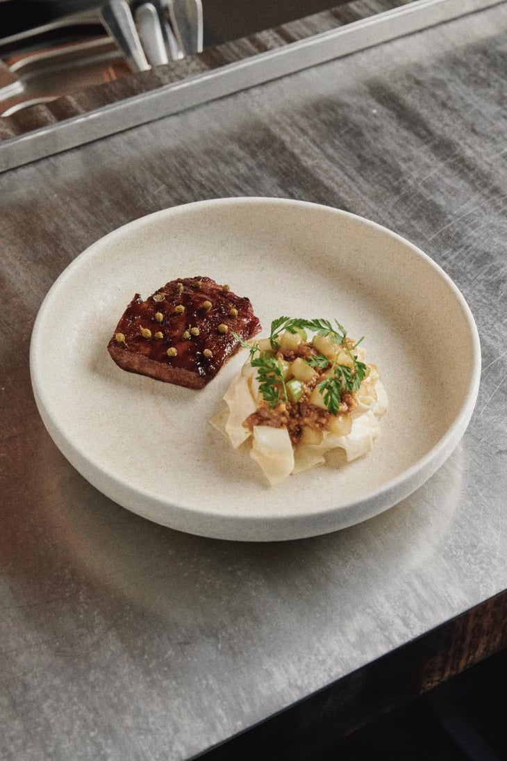 Grilled Beef Tongue, Waldorf Salad - Alma Prague Restaurant - 711626