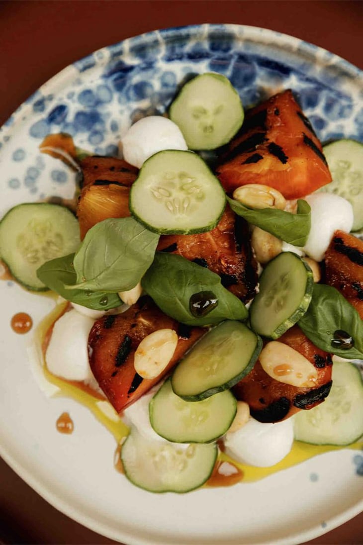 Grilled Peaches | Pickles | Basil | Chilli Oil |Almonds | Pomogranade Aceto - Wine Bar Sorsi - 795728