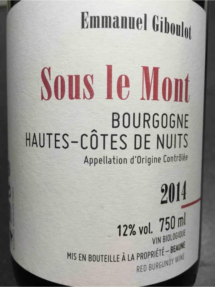 Hautes-Côtes-de-Nuits "Sous le Mont" Rouge - Domaine Emmanuel Giboulot - Emmanuel Giboulot 