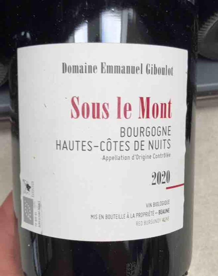 Hautes-Côtes-de-Nuits "Sous le Mont" Rouge - Domaine Emmanuel Giboulot - Emmanuel Giboulot 