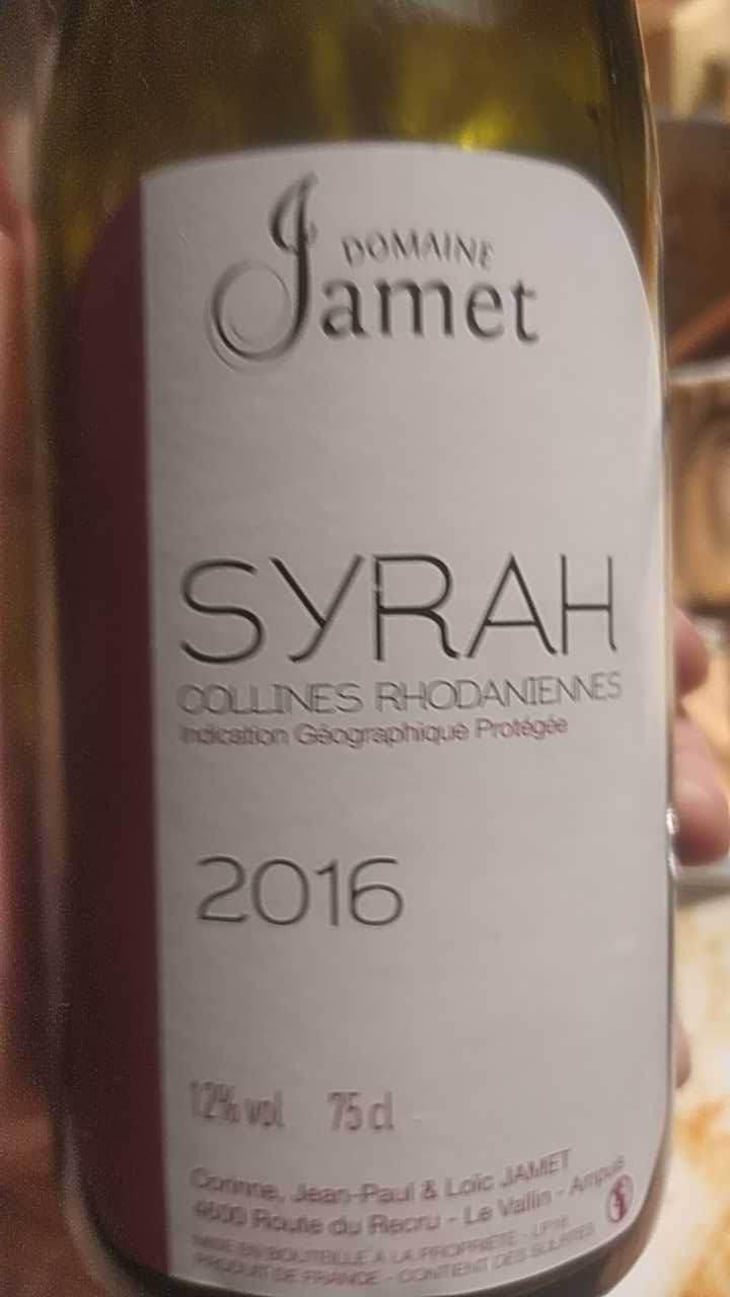IGP Collines Rhodaniennes - Domaine Jamet - Corrine, Jean-Paul & Loïc Jamet -2016