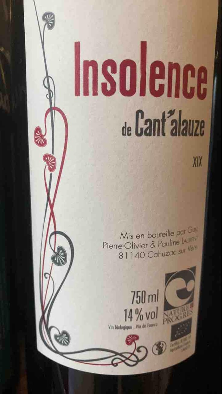 Insolence - Domaine de Cantalauze - Pierre-Olivier & Pauline Laurent -2020