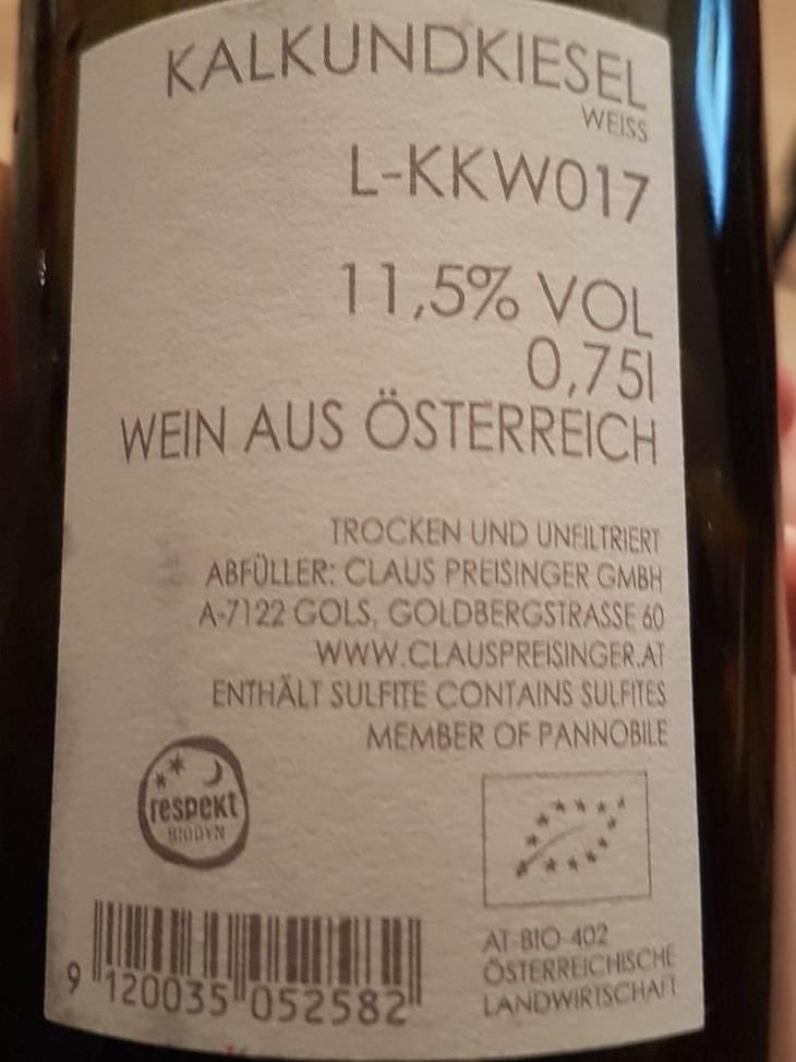 Kalkundkiesel Weiss - Weingut Claus Preisinger - Claus Preisinger 