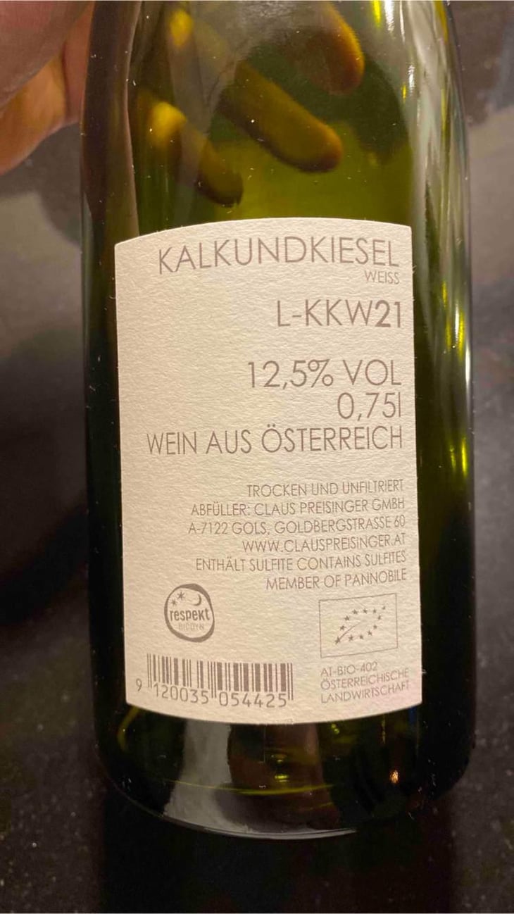 Kalkundkiesel Weiss - Weingut Claus Preisinger - Claus Preisinger 