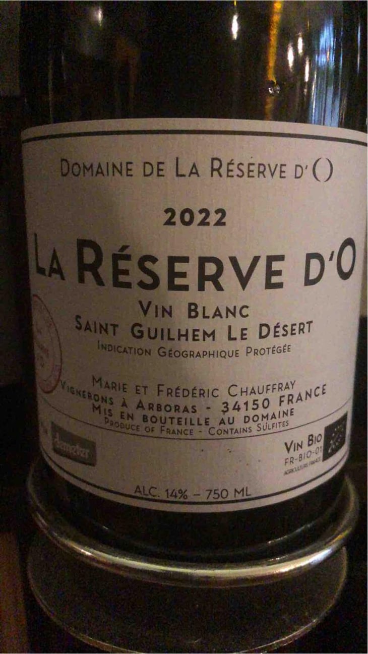 La Réserve D'O (Vin Blanc) - Domaine de La Réserve d'O - Marie & Frédéric Chauffray 
