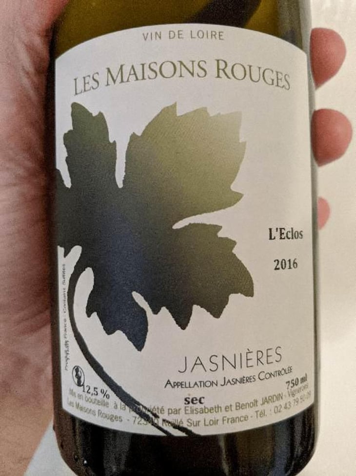 Jasnières L'Eclos - Les Maisons Rouges - Julien Peltier, Elisabeth et Benoît Jardin -2015