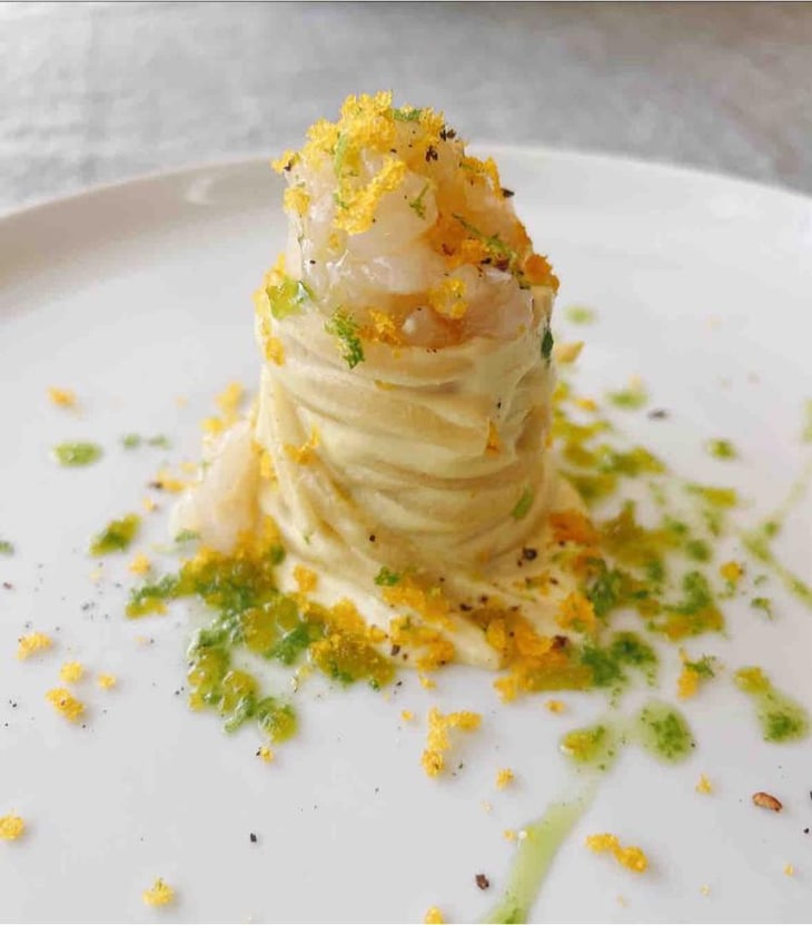 Linguine, Pesto Agli Agrumi, Tartare Di Scampi E Bottarga 🤙 - Osteria FraSe - 805142