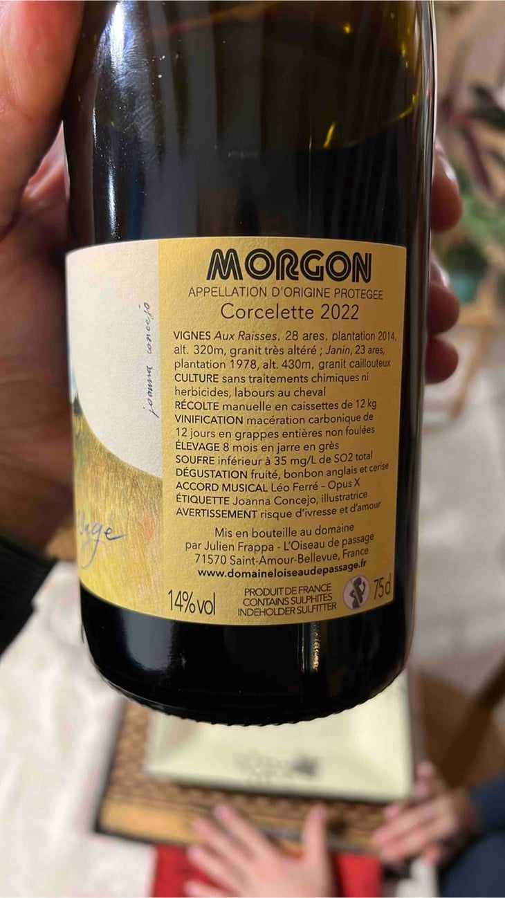 Morgon Corcelette 2022 - L'oiseau De Passage - Julien Frappa -2022