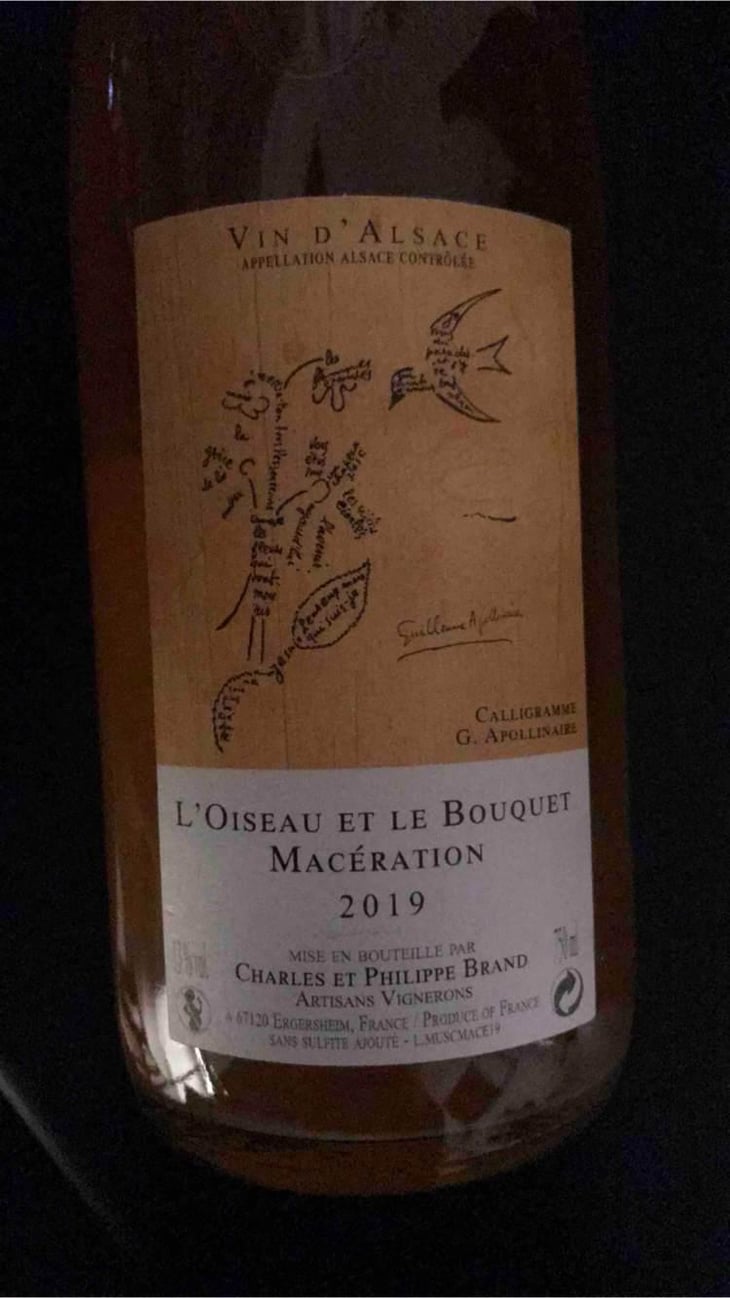 L'Oiseau et le Bouquet Macération - Domaine Brand & Fils - Philippe Brand 