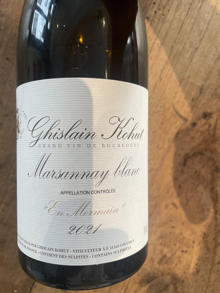 Marsannay blanc - Domaine Kohut - Ghislain Kohut -2021