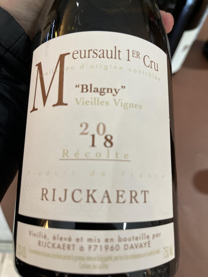 Meursault blagny 1er cru - Jean Rijckaert - Florent Rouve -2018