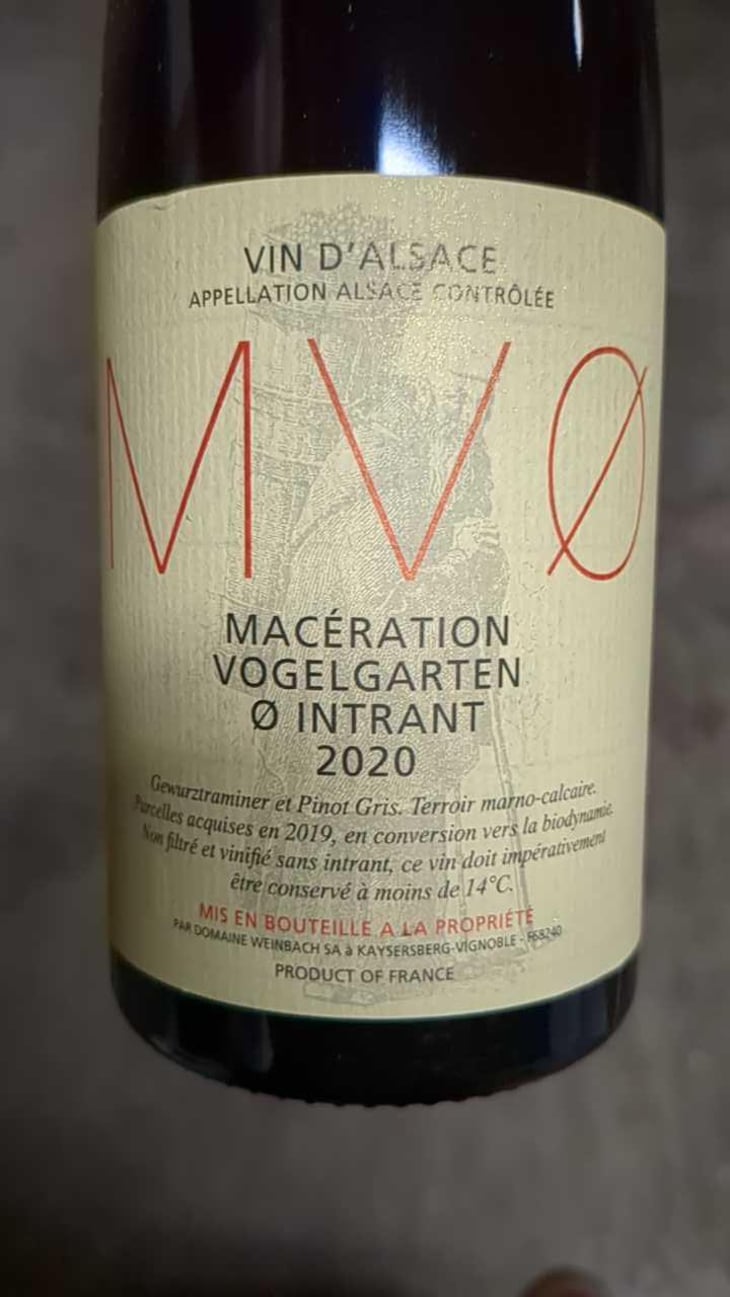 MFØ Maceration furstentum Intrant - Domaine Weinbach - Catherine & Théo Faller 