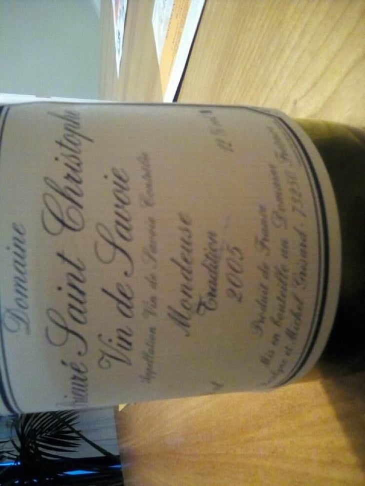 Mondeuse Tradition - Vin de Savoie - Domaine Prieuré Saint-Christophe - Roselyne & Michel Grisard (Retired) 