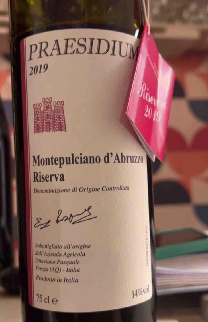 Montepulciano d’Abruzzo Riserva DOC - Praesidium - Enzo, Lucia, Antonia et Ottaviano Pasquale 