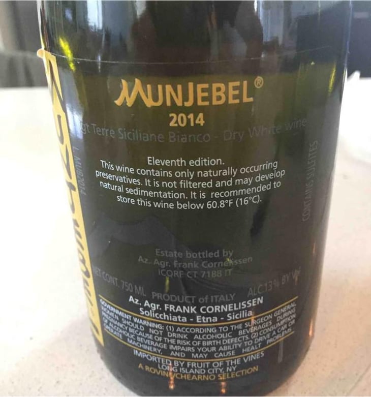 MunJebel Bianco "Classico" - Azienda Agricola Frank Cornelissen - Frank Cornelissen 