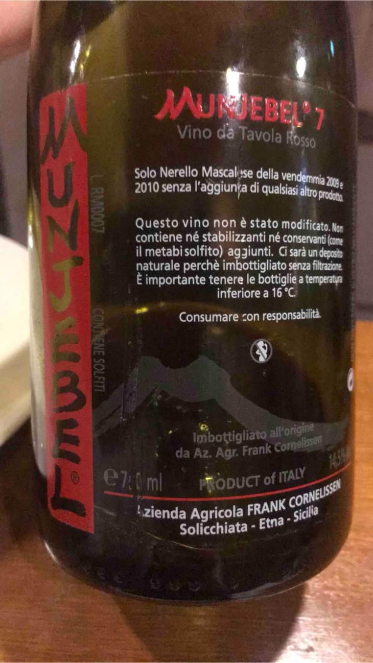 MunJebel Rosso - Azienda Agricola Frank Cornelissen - Frank Cornelissen 
