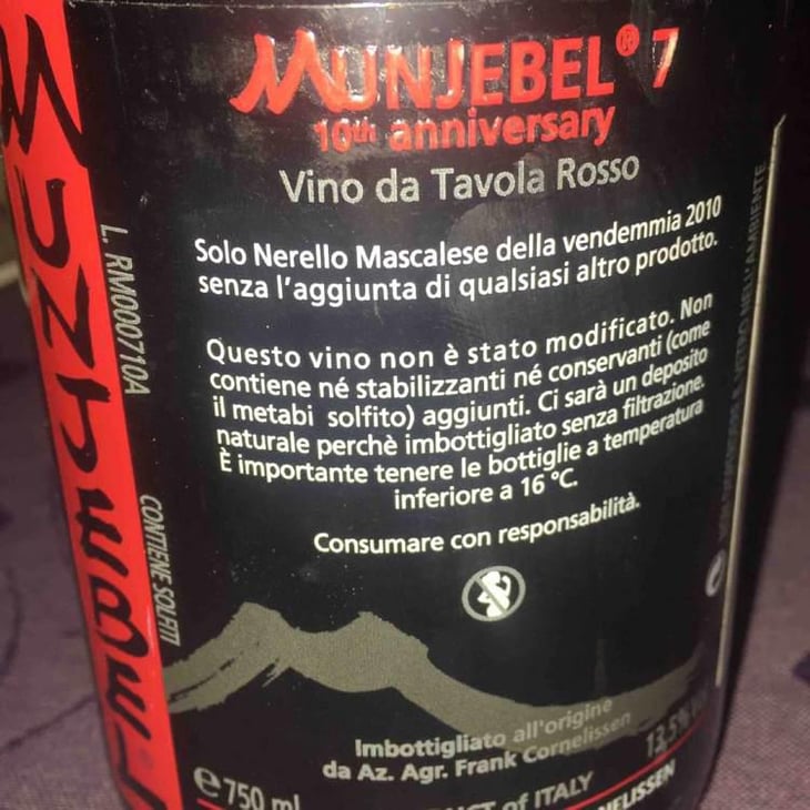 MunJebel Rosso - Azienda Agricola Frank Cornelissen - Frank Cornelissen 