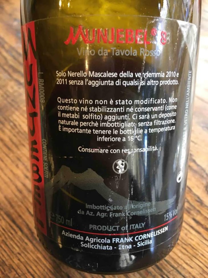 MunJebel Rosso - Azienda Agricola Frank Cornelissen - Frank Cornelissen 