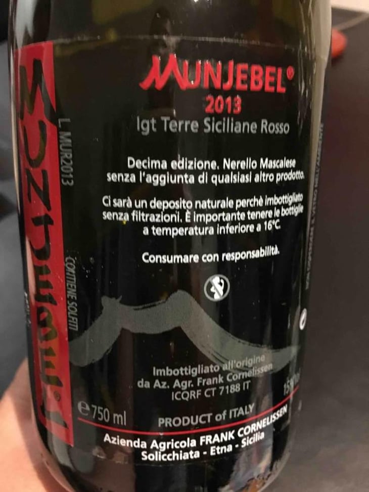 MunJebel Rosso - Azienda Agricola Frank Cornelissen - Frank Cornelissen 
